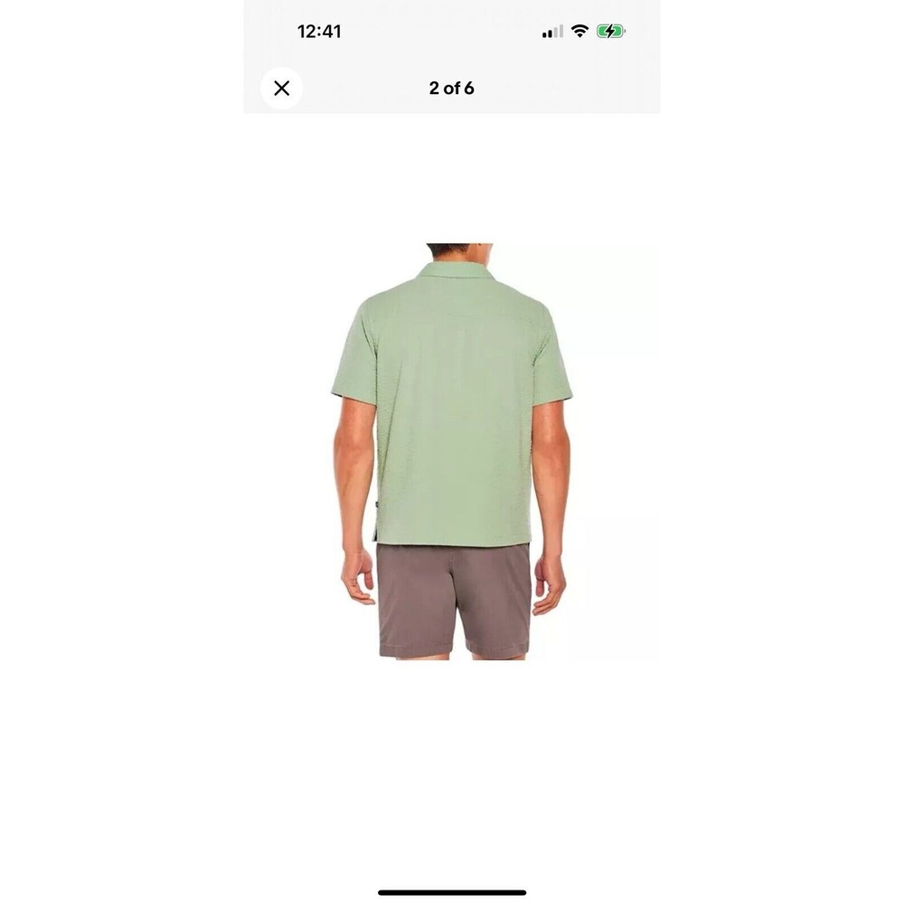Gap Button Down Shirt Men S Granite Green Short Sleeve Pocket New Cotton Texture - Picture 8 of 14
